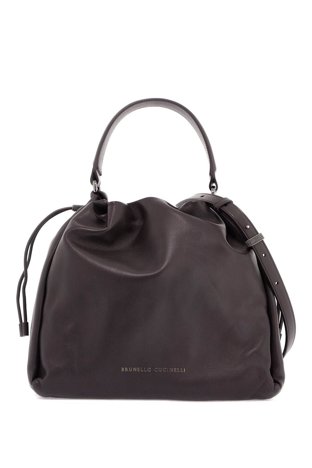 BRUNELLO CUCINELLI Soft Leather Bucket Handbag with Luxury Accents