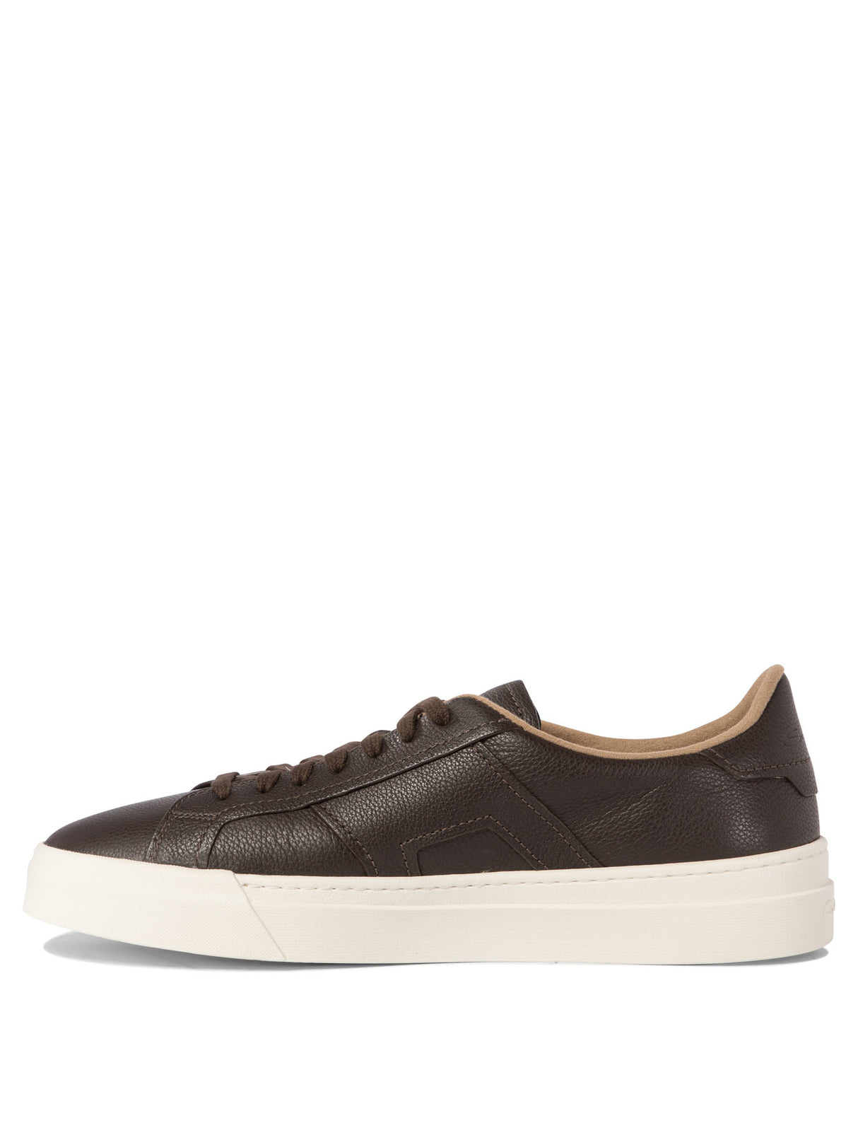 SANTONI Elegant Dual Buckle Leather Sneakers