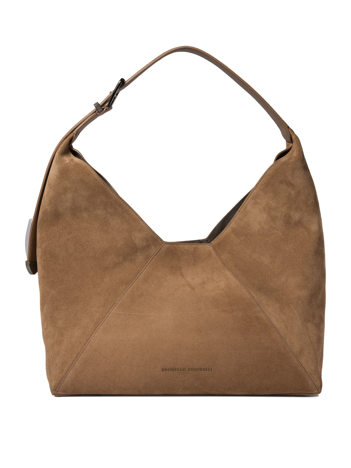 BRUNELLO CUCINELLI Luxurious Sueded Calfskin Hobo Handbag in Beige