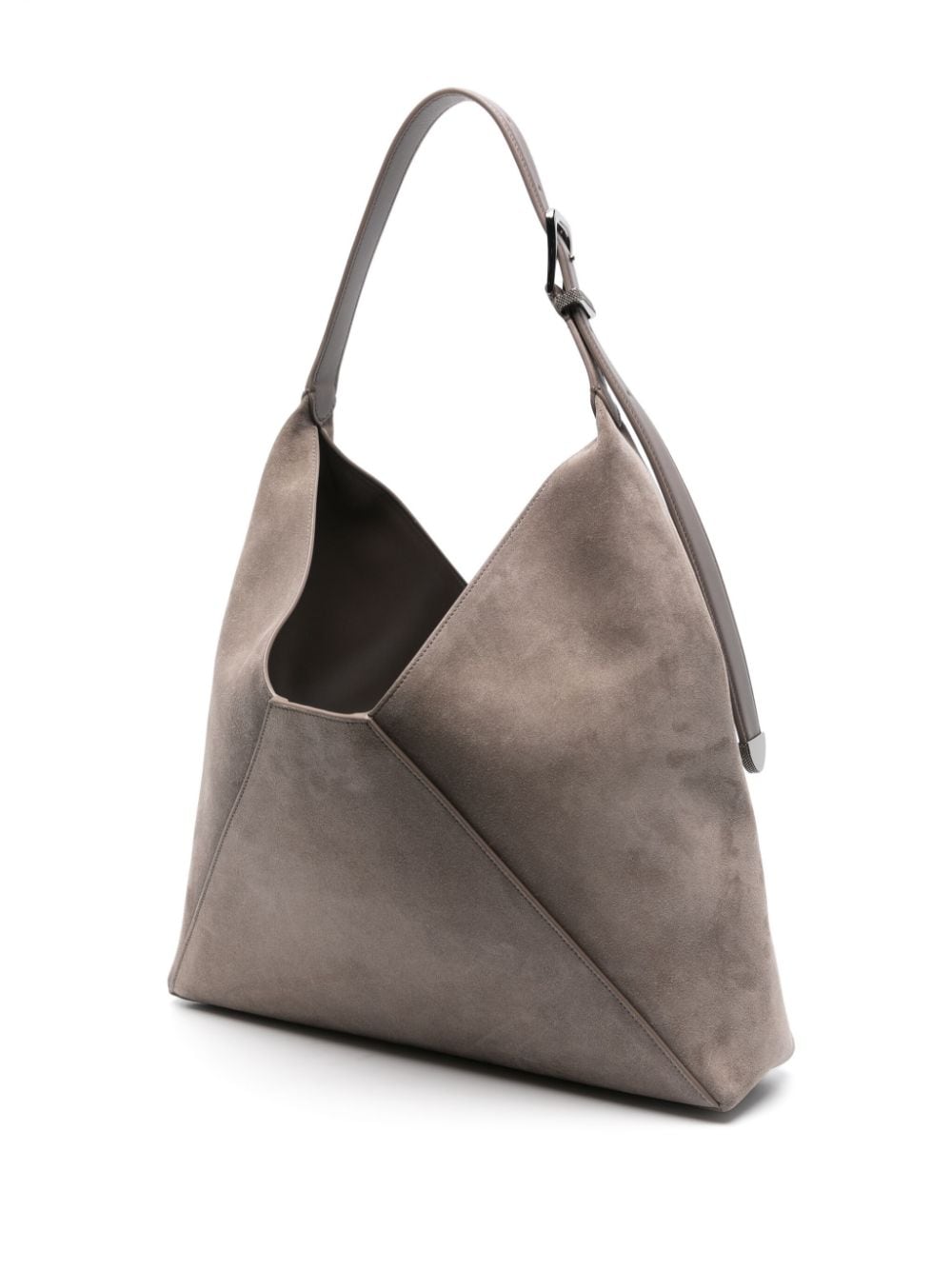 BRUNELLO CUCINELLI Taupe Suede Elegance Mini Shoulder Bag