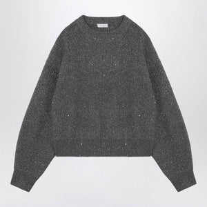 BRUNELLO CUCINELLI Lead Grey Cashmere Blend Jumper - FW24