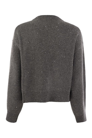 BRUNELLO CUCINELLI Dazzling Sequined Ribbed Sweert in Cashmere & Wool Blend