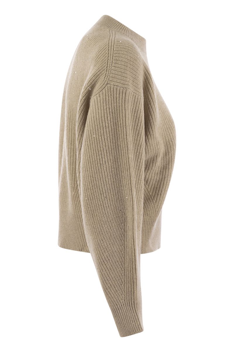 BRUNELLO CUCINELLI Dazzling Sequined Ribbed Sweert in Cashmere & Wool Blend