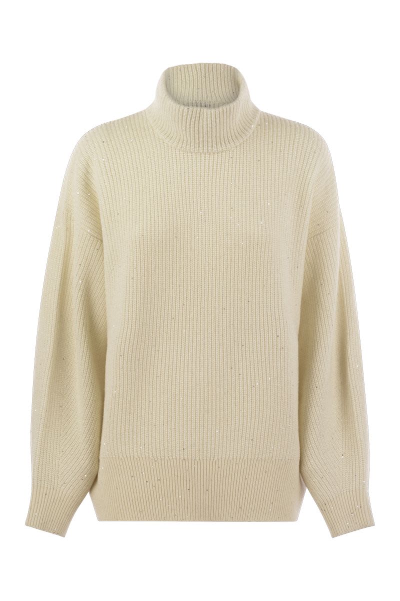 BRUNELLO CUCINELLI Luxe Cashmere-Wool Blend Sweater with Sparkling Sequins