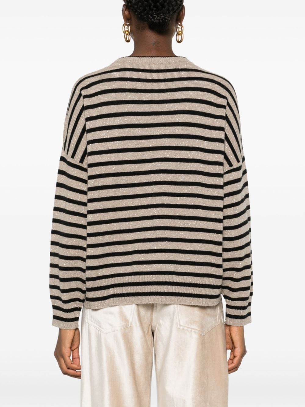 BRUNELLO CUCINELLI Elegant Striped Cashmere Blend Sweater