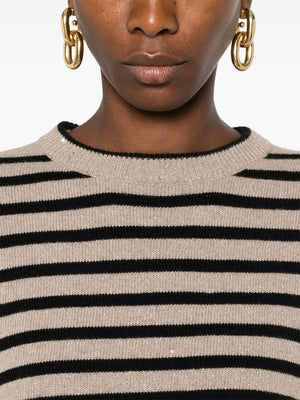 BRUNELLO CUCINELLI Elegant Striped Cashmere Blend Sweater