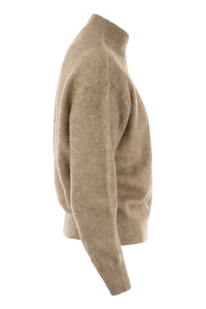 BRUNELLO CUCINELLI Feminine Mohair, Wool, and Silk Sweater with Intricate Embroidery