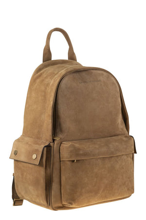 BRUNELLO CUCINELLI Suede Backpack - 35x43x20 cm