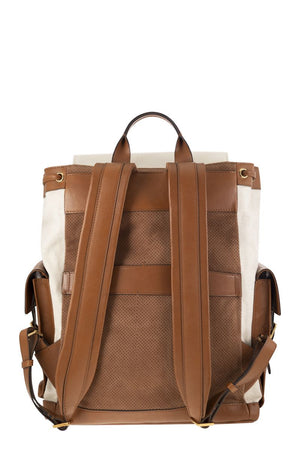 BRUNELLO CUCINELLI Versatile and Refined Men's Milk City Backpack for Daily Commutes