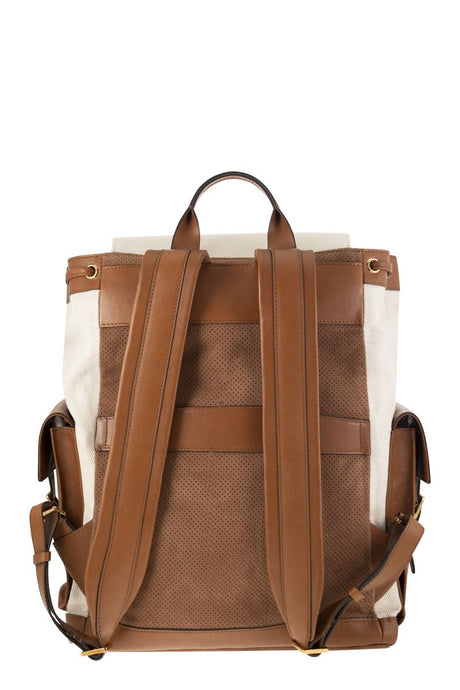 BRUNELLO CUCINELLI Versatile and Refined Men's Milk City Backpack for Daily Commutes