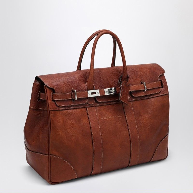 BRUNELLO CUCINELLI Copper-Colored Weekender Handbag