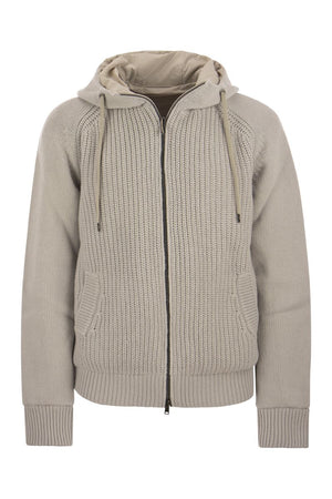 HERNO Reversible Wool Knit Bomber Jacket for Men - Grey