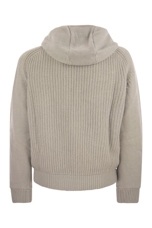 HERNO Reversible Wool Knit Bomber Jacket for Men - Grey