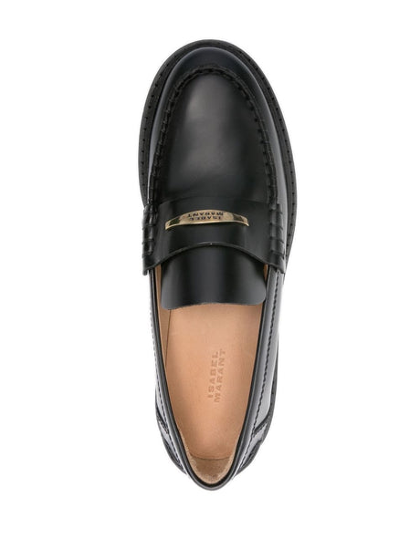 ISABEL MARANT Chunky Leather Loafers for Women - Black Slip-On Shoes for SS24