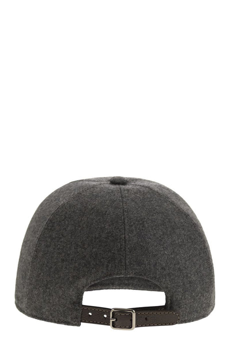 BRUNELLO CUCINELLI Luxury Wool and Cashmere Baseball Cap with Shiny Band