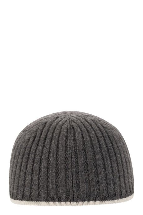 BRUNELLO CUCINELLI Luxury Ribbed Knit Baseball Cap with Jewel Detail