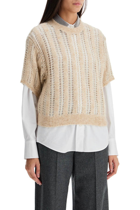 BRUNELLO CUCINELLI Dazzling Net Short Sleeve Knit Top