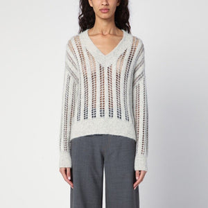 BRUNELLO CUCINELLI Dazzling Pearl Grey Net Jumper