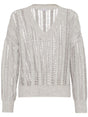 BRUNELLO CUCINELLI Light Grey V-Neck Sweater for Women