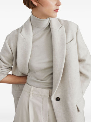 BRUNELLO CUCINELLI Women's Elegant Wool Blazer with Monili Chain Detail