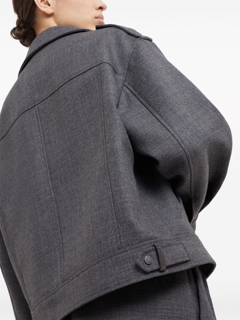 BRUNELLO CUCINELLI Chic Grey Wool Zip Jacket