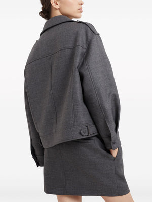 BRUNELLO CUCINELLI Chic Grey Wool Zip Jacket