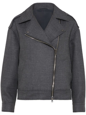 BRUNELLO CUCINELLI Chic Grey Wool Zip Jacket