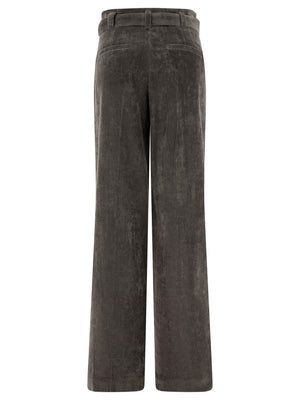 BRUNELLO CUCINELLI Elegant Grey Corduroy Trousers