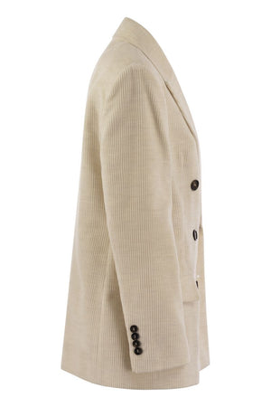 BRUNELLO CUCINELLI Elegant Ivory Double-Breasted Cotton Jacket