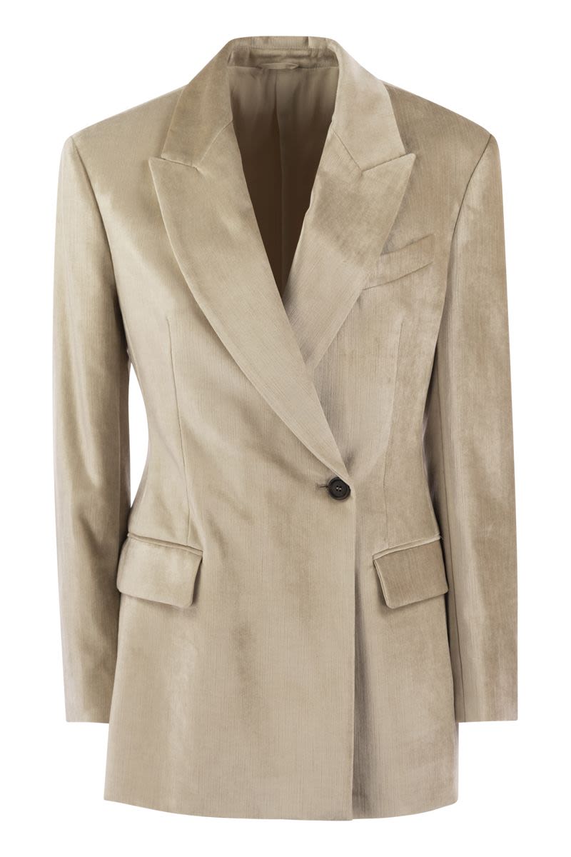 BRUNELLO CUCINELLI Elegant Twill Jacket with Monile Necklace Accent