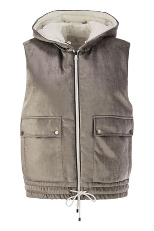 BRUNELLO CUCINELLI Sleek Sleeveless Velvet Down Jacket