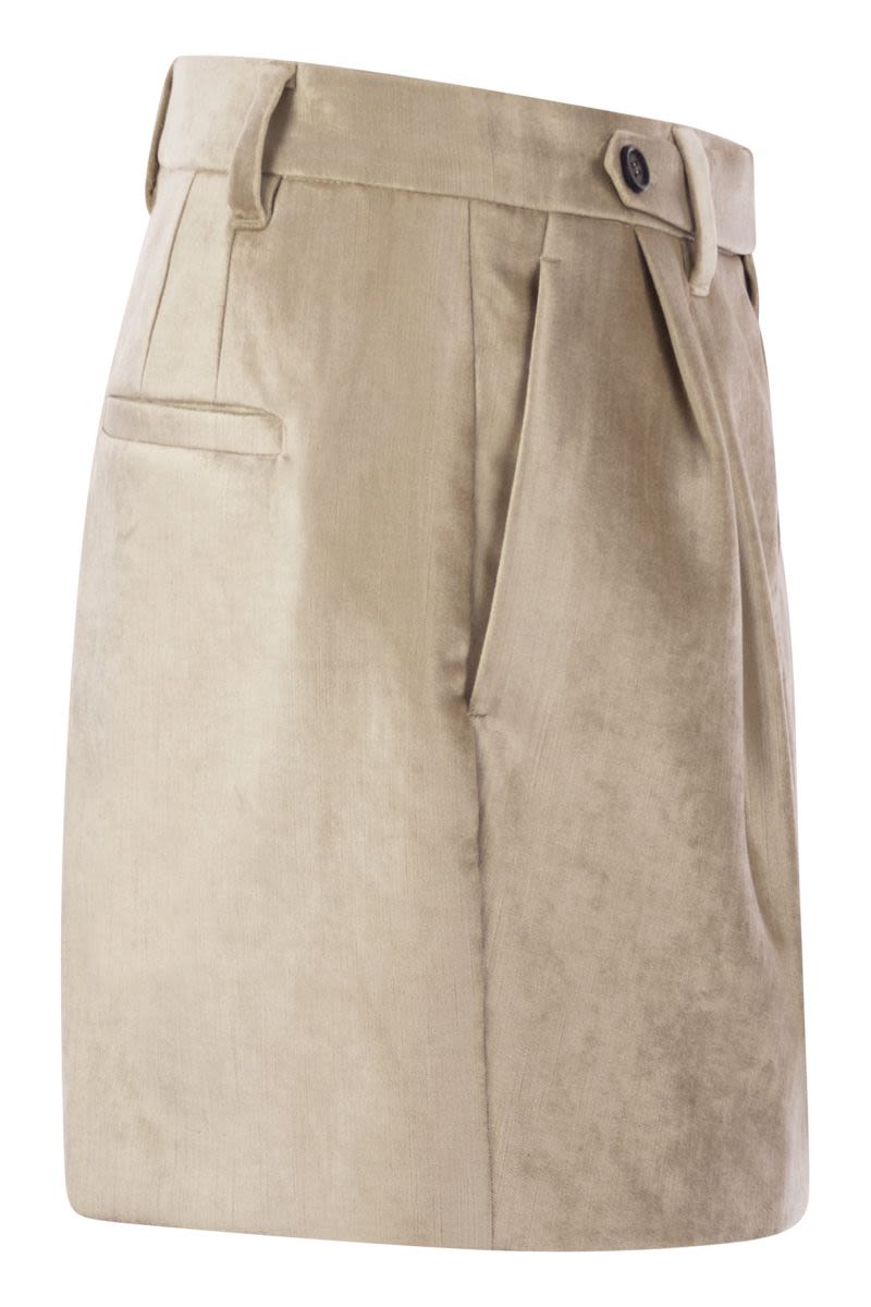 BRUNELLO CUCINELLI Light Beige Velvet Mini Skirt