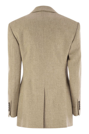 BRUNELLO CUCINELLI Elegant Alpaca Wool Jacket with Embellished Necklace