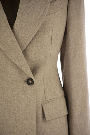 BRUNELLO CUCINELLI Elegant Alpaca Wool Jacket with Embellished Necklace