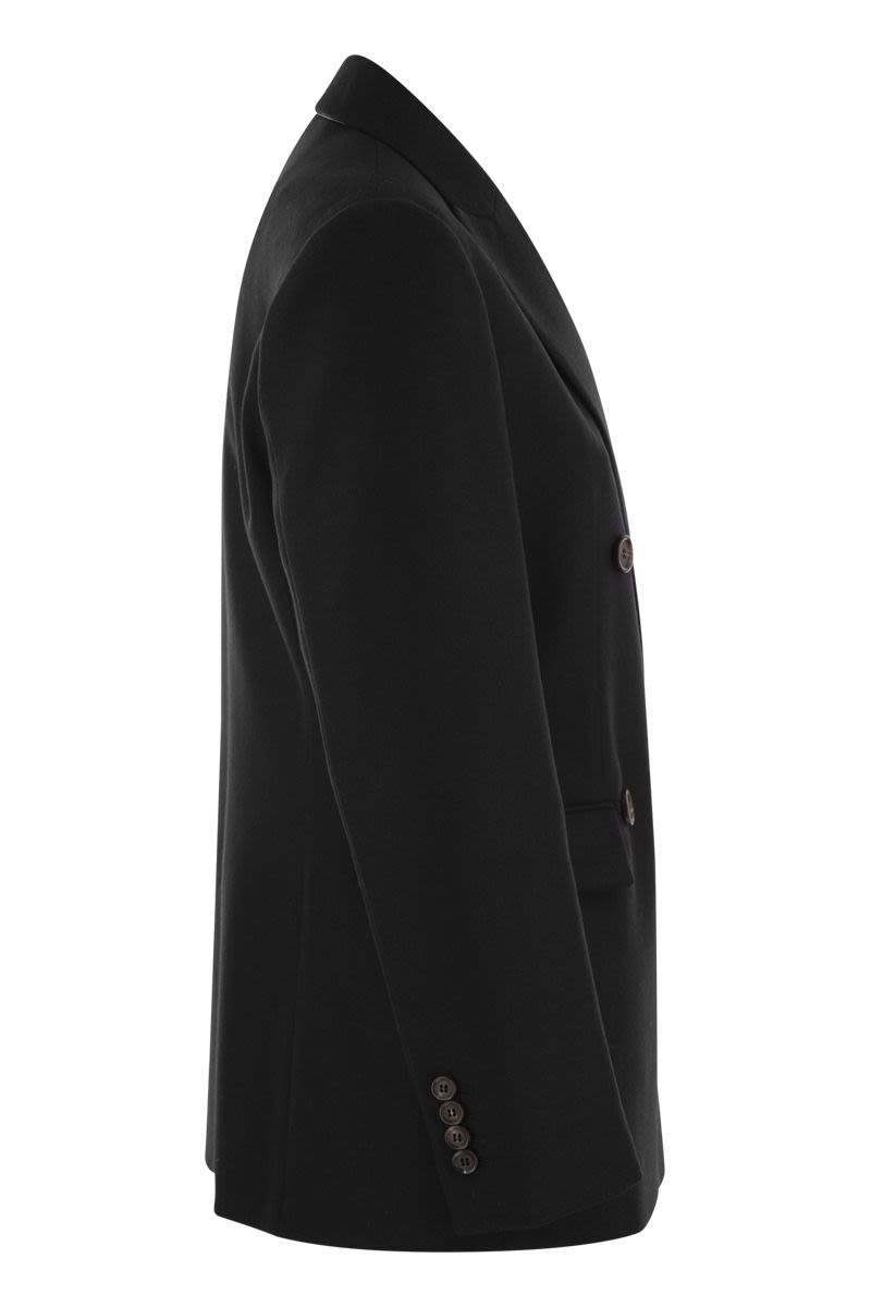 BRUNELLO CUCINELLI Elegant Wool-Cashmere Jacket with Jewel-Embellished Collar