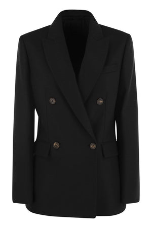 BRUNELLO CUCINELLI Elegant Wool-Cashmere Jacket with Jewel-Embellished Collar