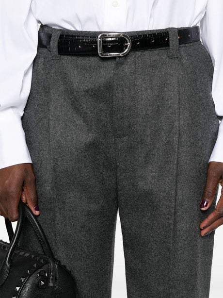BRUNELLO CUCINELLI Luxurious Wool-Cashmere Trousers in Medium Grey