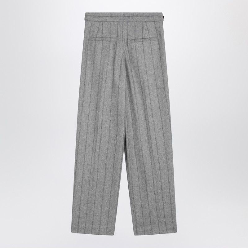 BRUNELLO CUCINELLI Light Grey Striped Wide Trousers for Women