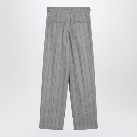 BRUNELLO CUCINELLI Light Grey Striped Wide Trousers for Women