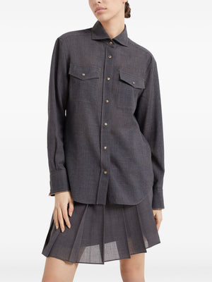 BRUNELLO CUCINELLI Light Knit Shirt with Shiny Details for Women