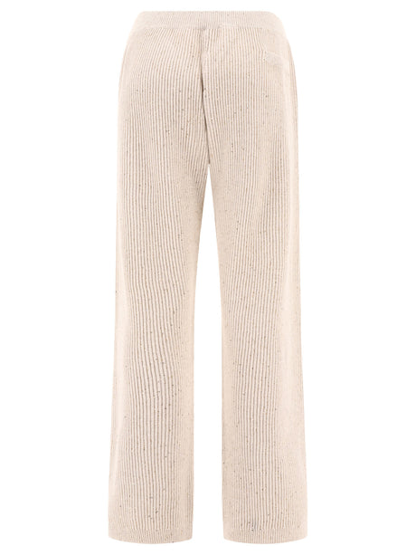 BRUNELLO CUCINELLI High-Waisted Sequin-Embellished Ribbed Trousers