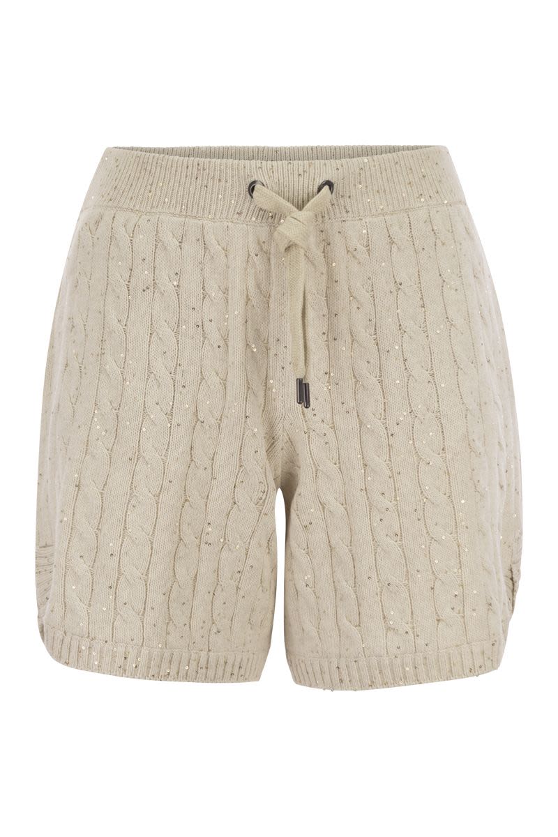 BRUNELLO CUCINELLI Sophisticated Cotton Knit Mini Shorts with Sequins