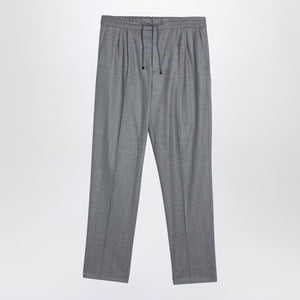 BRUNELLO CUCINELLI Elegant Light Grey Wool Drawstring Trousers