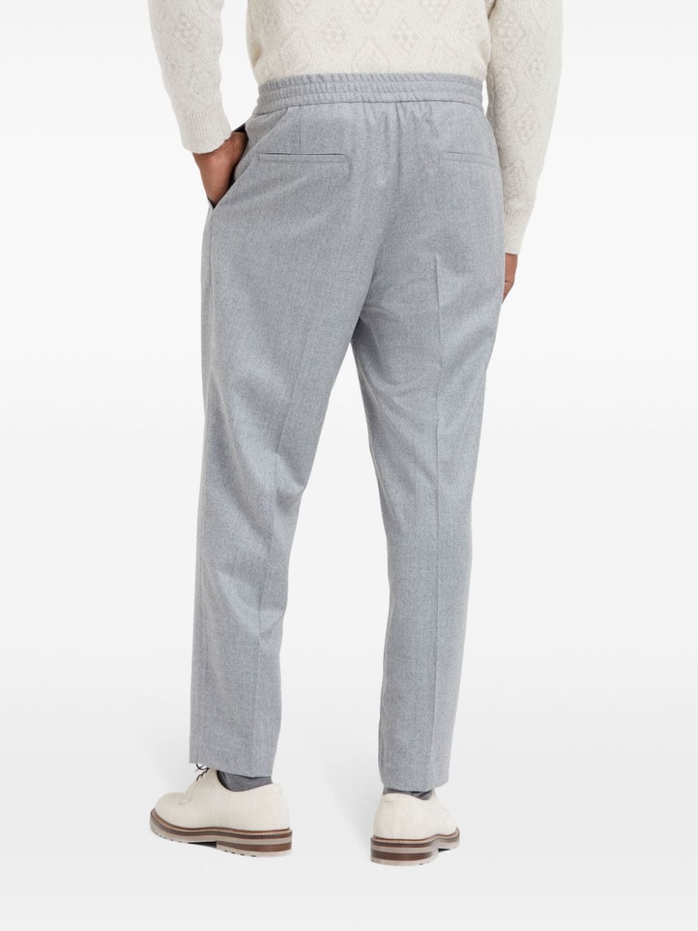 BRUNELLO CUCINELLI Elegant Tapered Wool Trousers in Light Grey