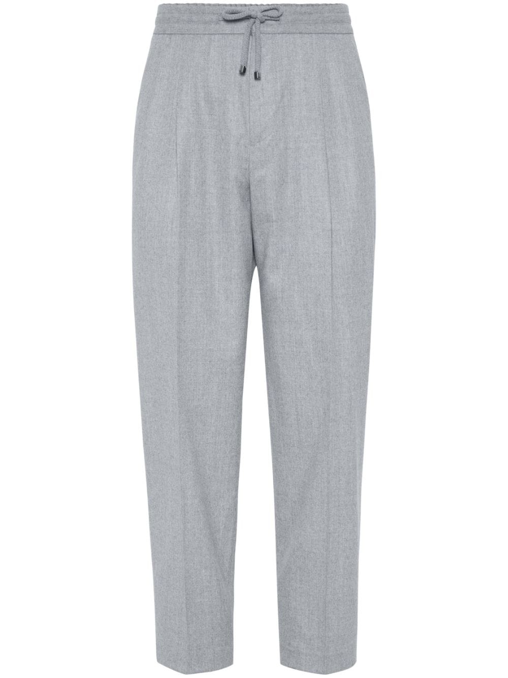 BRUNELLO CUCINELLI Elegant Tapered Wool Trousers in Light Grey