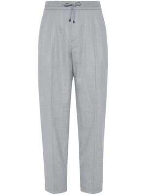 BRUNELLO CUCINELLI Elegant Tapered Wool Trousers in Light Grey