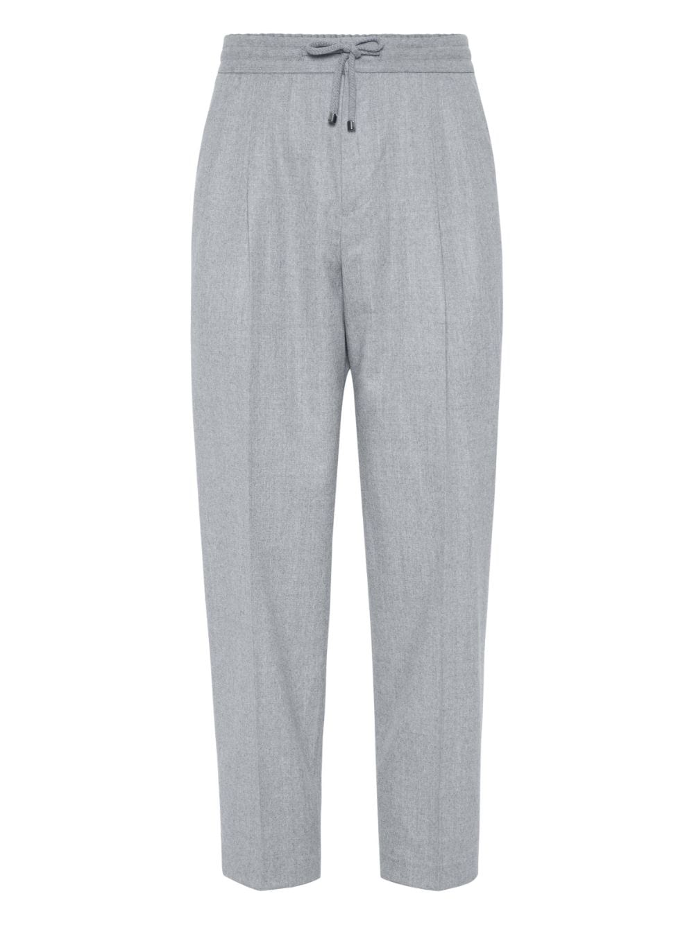 BRUNELLO CUCINELLI Elegant Tapered Wool Trousers in Light Grey