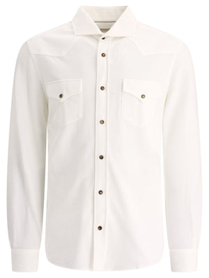 BRUNELLO CUCINELLI Men's White Cotton Shirt with Chest Pockets for SS24
