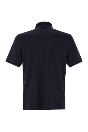 BRUNELLO CUCINELLI Classic Cotton Polo Shirt with Printed Logo