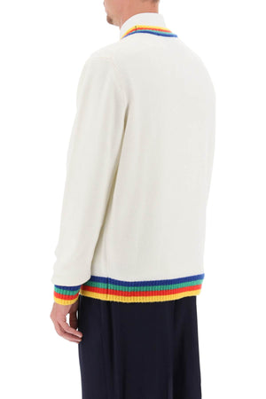 CASABLANCA Vintage-Inspired Loop Heart Sweater in White for Men